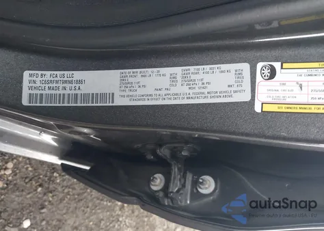 2021 Ram 1500 Big Horn 4X4 6'4 Box из США, поврежденный, VIN 1C6SRFMT9MN618861